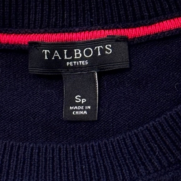 Talbots Petite Size Small Fruit Embroidered On Black 3/4 Sleeve Sweater - Picture 4 of 5